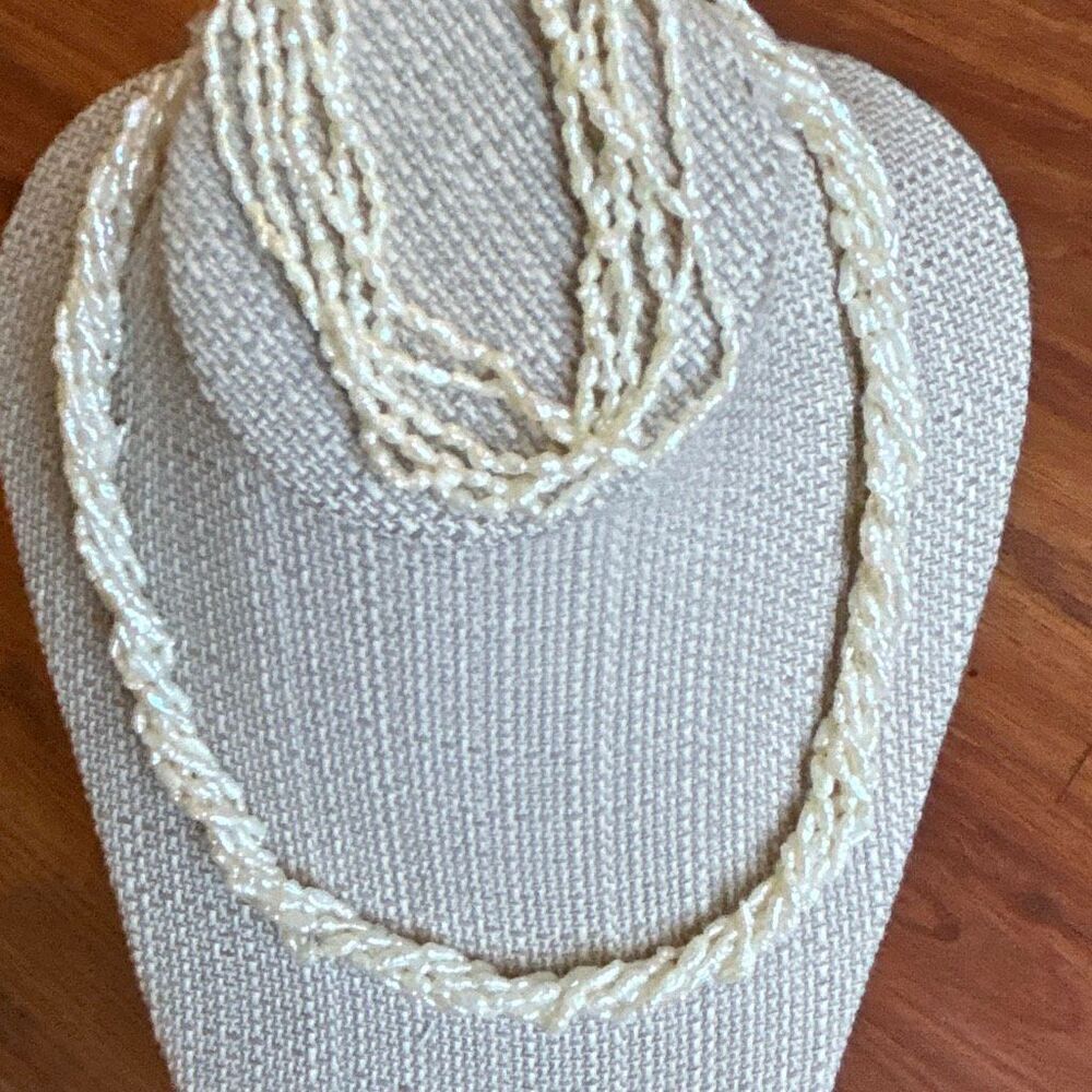 Vintage Multi strand freshwater pearl necklace choker and bracelet set